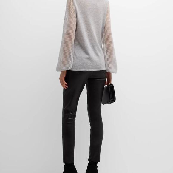 Neiman Marcus Cashmere Collection Sweater with Sheer Ottoman Sleeves Size Large - Picture 11 of 14
